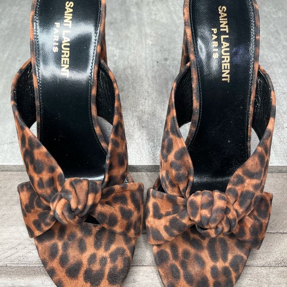Saint Laurent | Shoes | Saint Laurent Bianca Leopard Print Suede Heeled ...